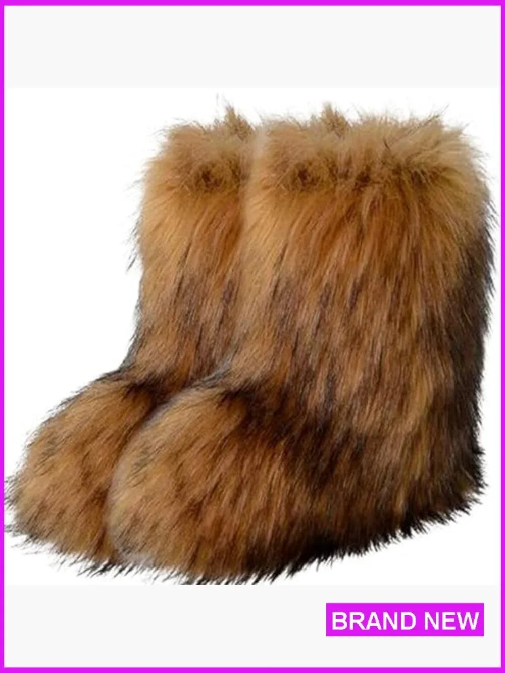 Faux Fur Snow Boots Y2K Fuzzy Warm Winter Mid-Calf Fluffy Comfortable